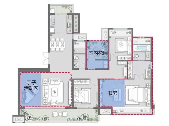 空间阳台横跨三开间主卧宛如总统套房尊龙凯时人生就博登录179㎡可变